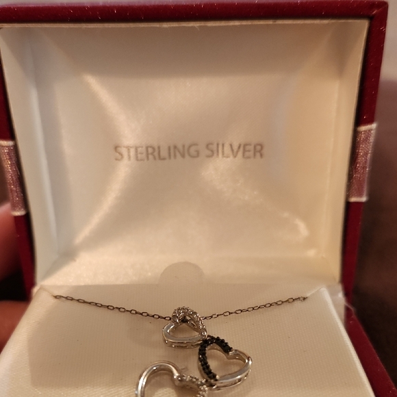 Kohl's Silver and Black Heart Necklace with Crystal Accents - Picture 2 of 5